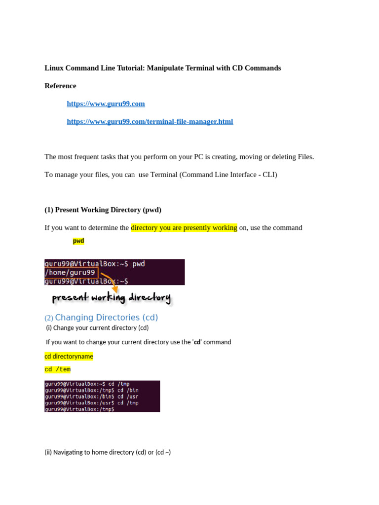 Manipulate Terminal With CD Commands | PDF