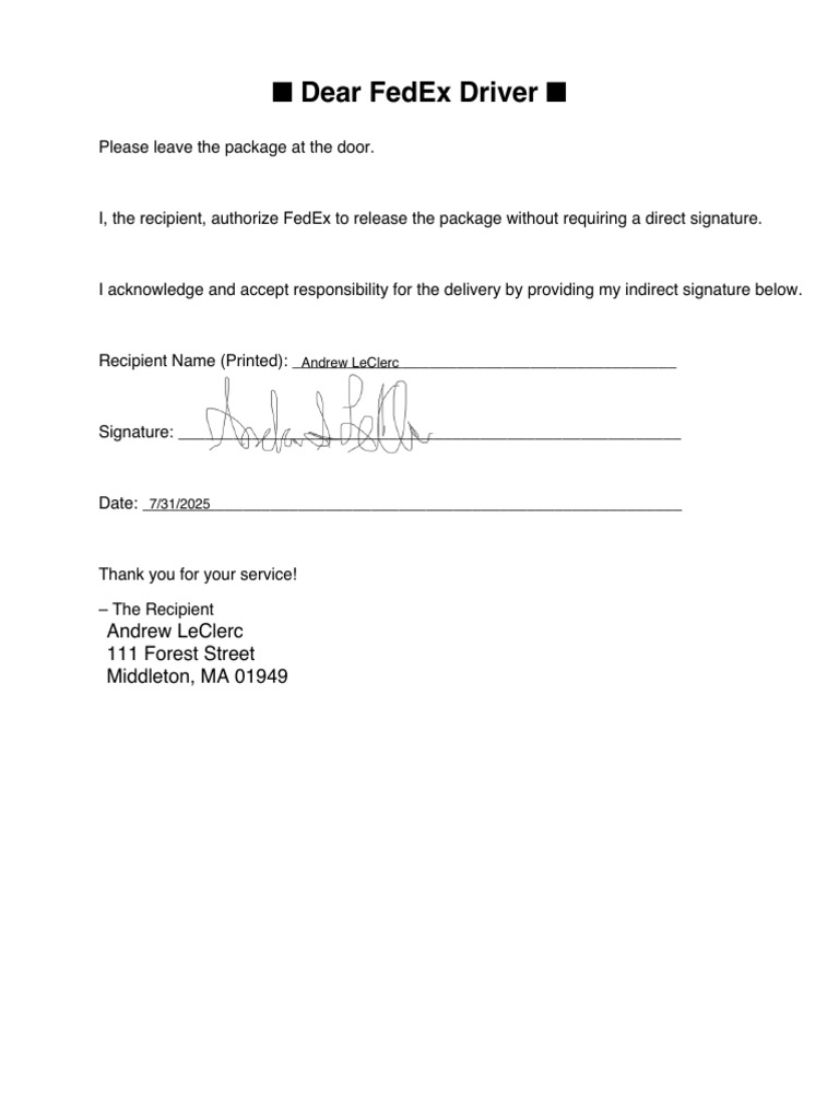 FedEx Indirect Signature Authorization Form | PDF