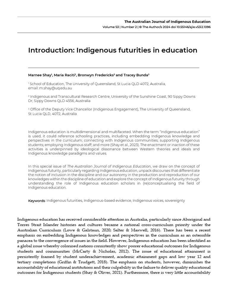 Indigenous Futurities in Education | PDF | Indigenous Australians ...