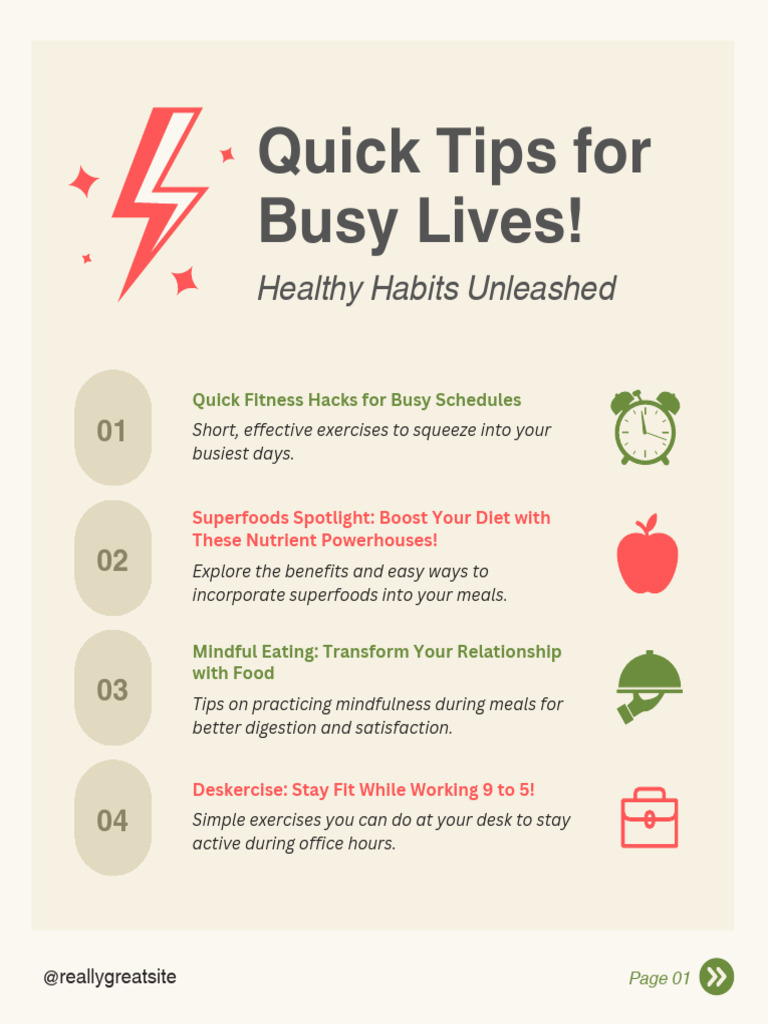 Curated visual reference: Fresh Look at Healthy Living Tips For Busy People