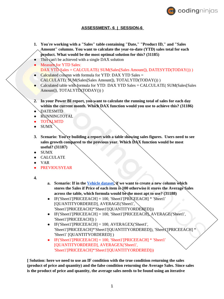 DAX Functions for Sales Analysis | PDF | Applied Mathematics | Computer ...
