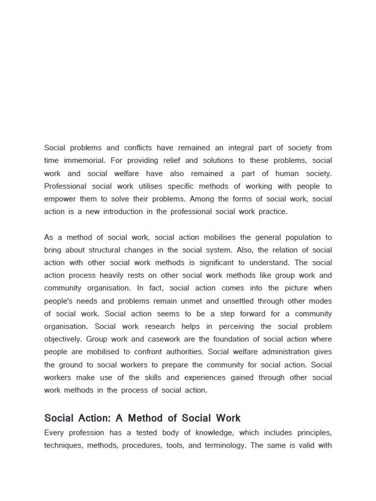 Social Action in Professional Social Work | PDF | Social Work | Community