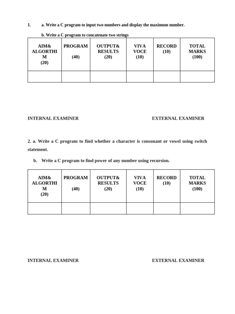 Pic Set 1 - Question Paper For Lab Exam | PDF | String (Computer ...