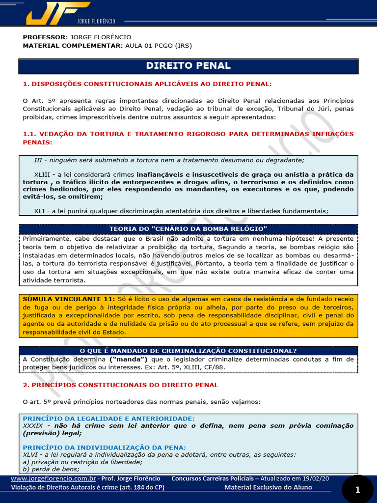 Princípios e Crimes no Direito Penal | PDF | Crimes | Crime e Violência