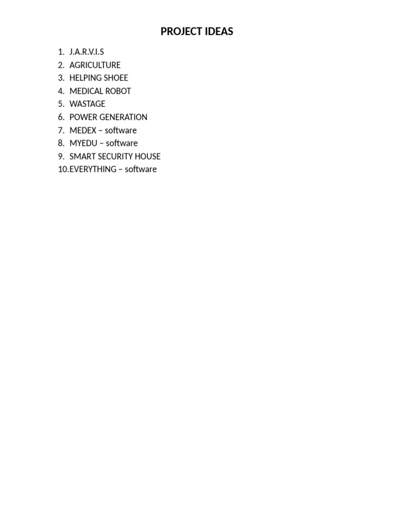 Innovative Project Ideas List | PDF