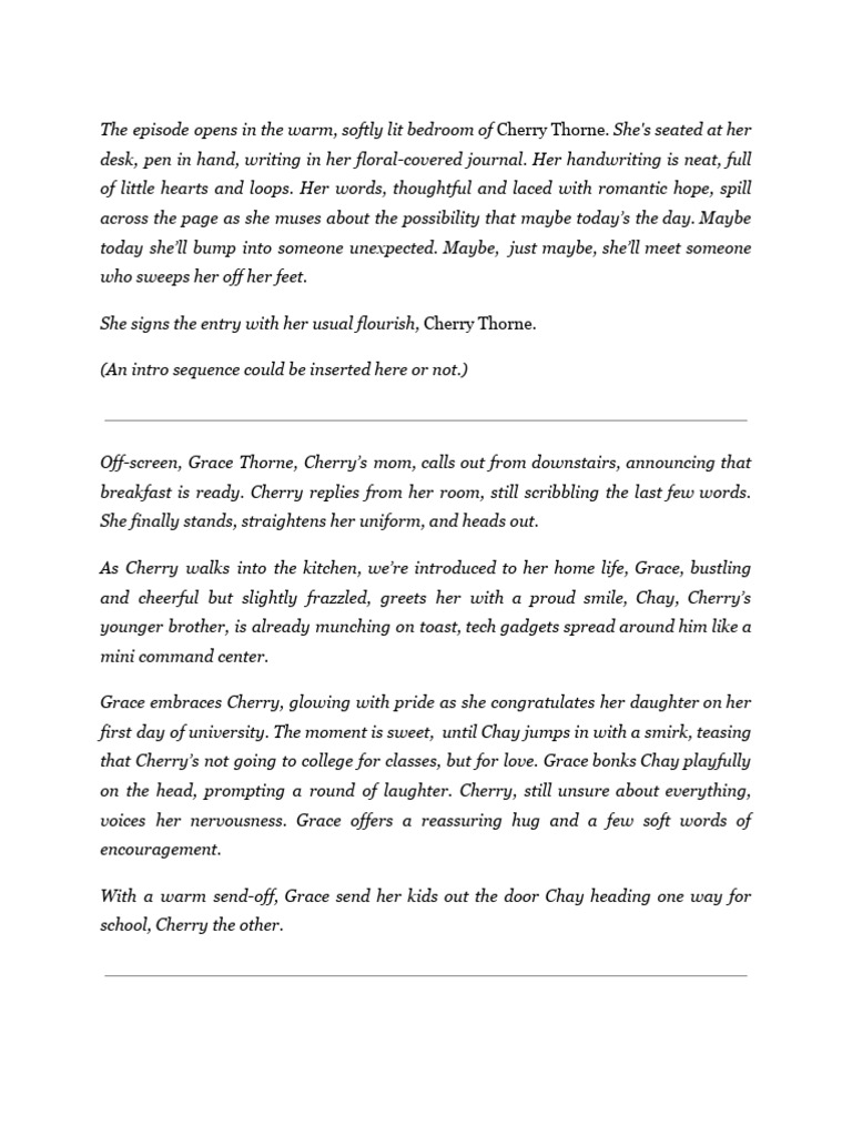 Cherish My Love! Pilot Episode Outline | PDF
