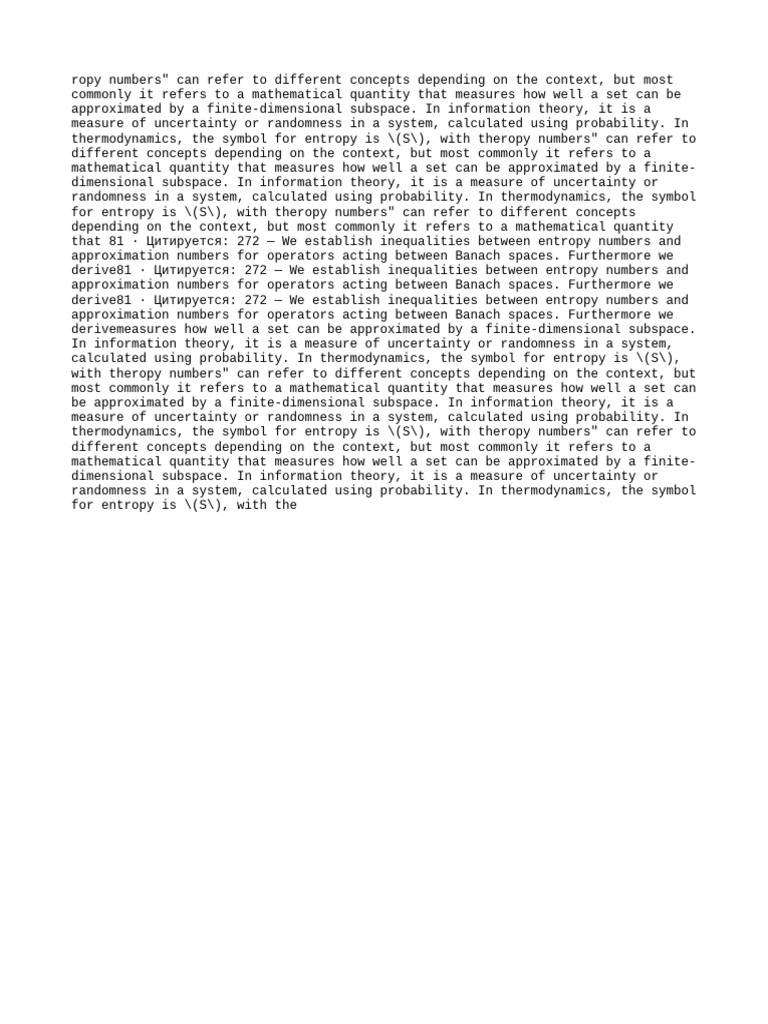 Understanding Entropy Numbers in Mathematics | PDF