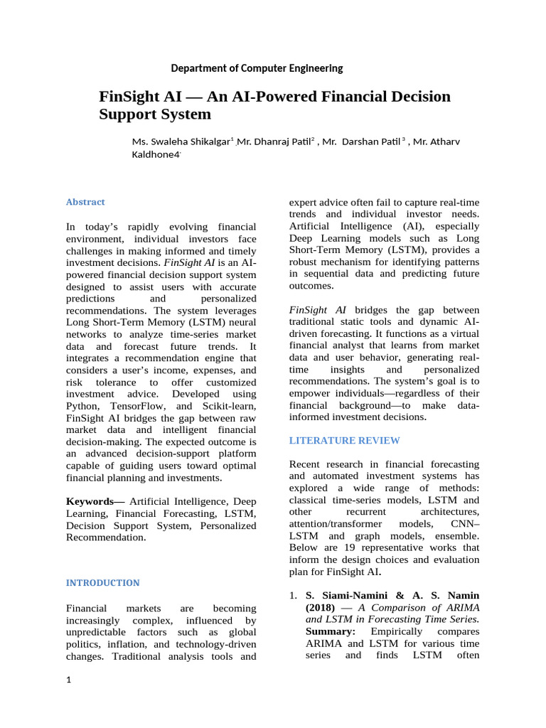 AI-Driven Financial Decision Support System | PDF | Artificial ...