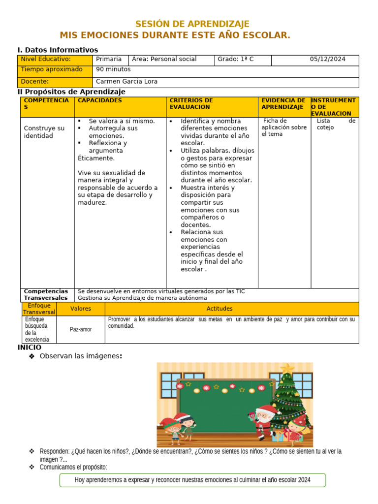 Reconociendo Mis Emociones Escolares | PDF | Las emociones | Aprendizaje