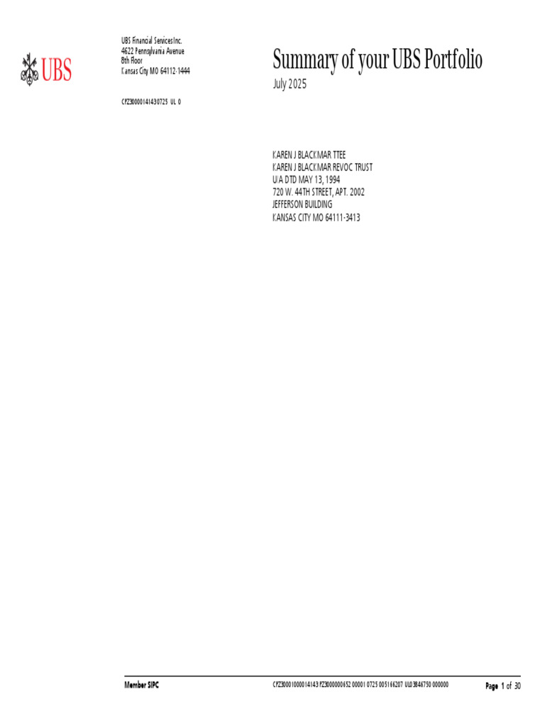 UBS Portfolio Summary for July 2025 | PDF | Dividend | Tax Exemption