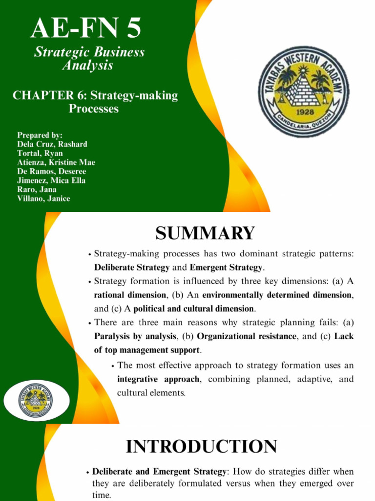 Sba Chapter 6 Strategy Making Processes | PDF