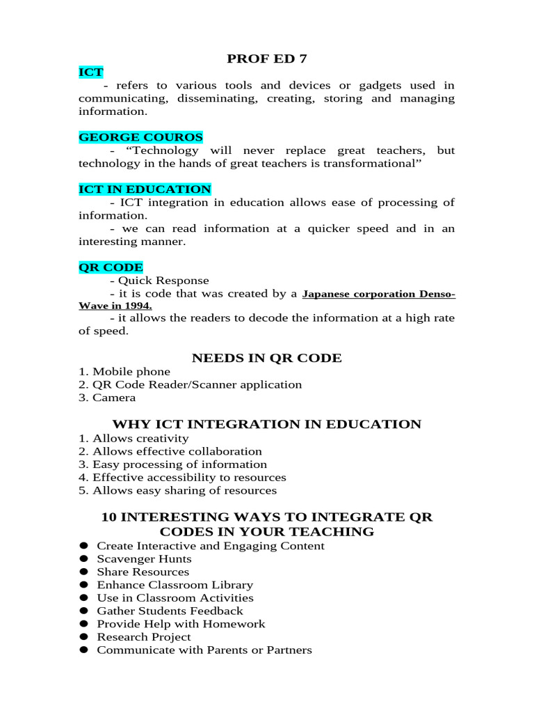 Integrating ICT and QR Codes in Education | PDF | Educational ...