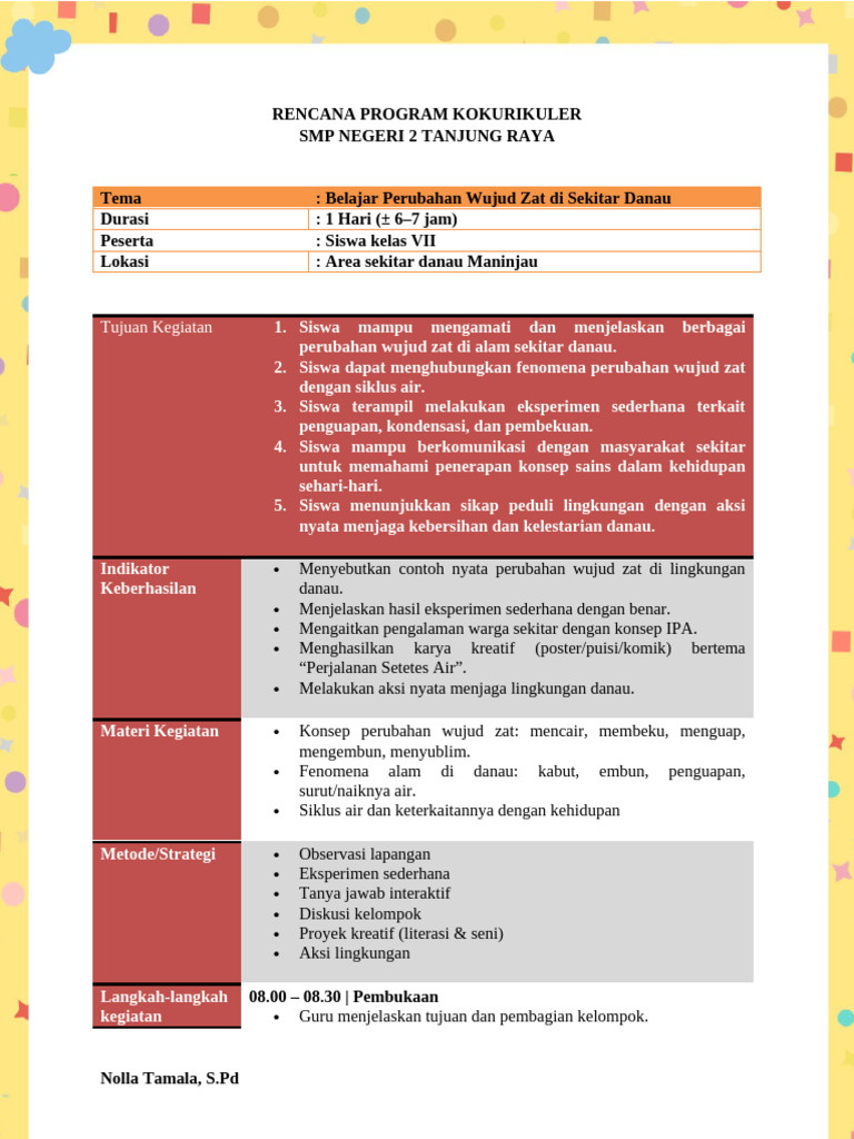 RKP Mapel Ipa - Nolla Tamala - SMPN 2 Tanjung Raya | PDF