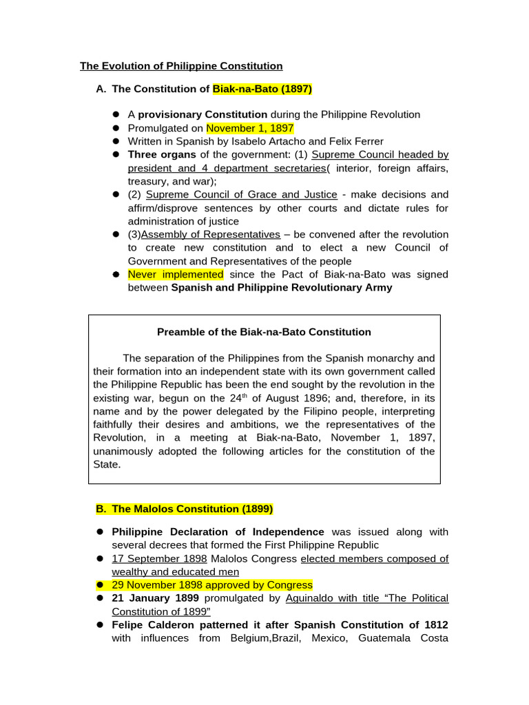 Philippine Constitution Evolution Overview | PDF | Political Science ...