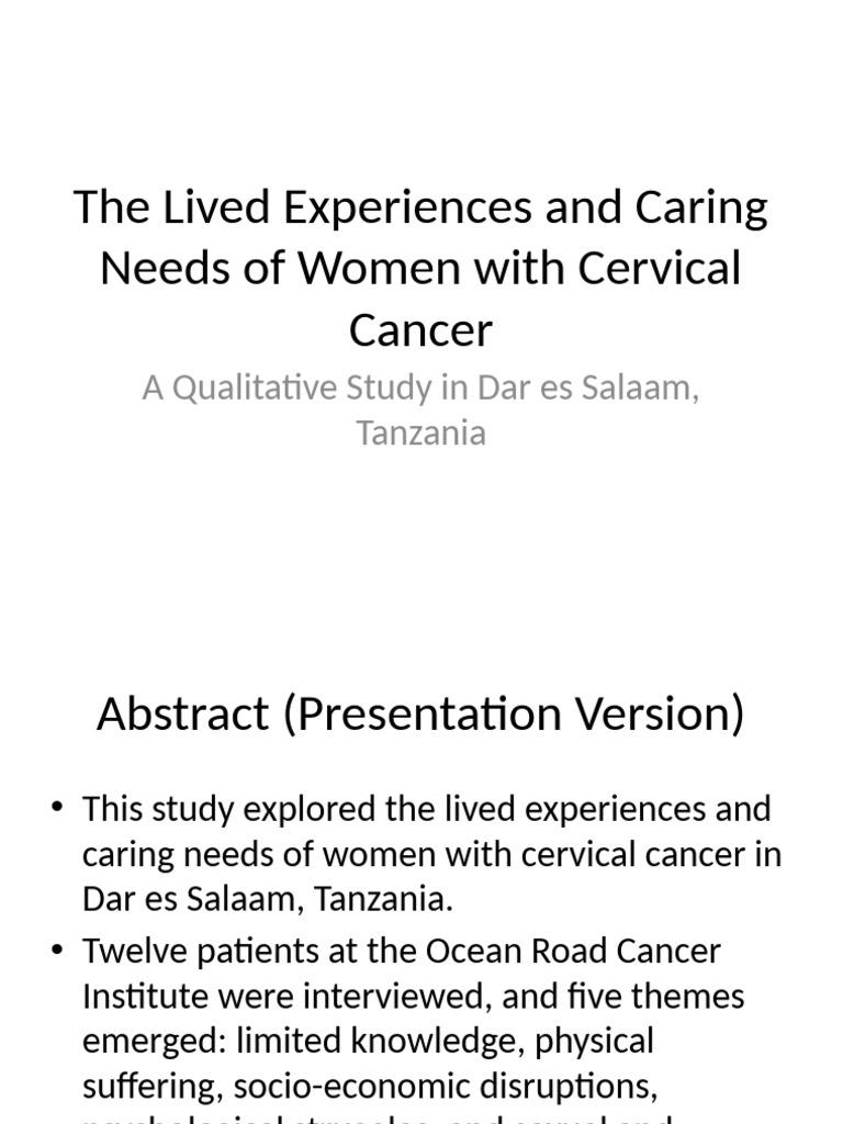 Women's Experiences with Cervical Cancer in Tanzania | PDF