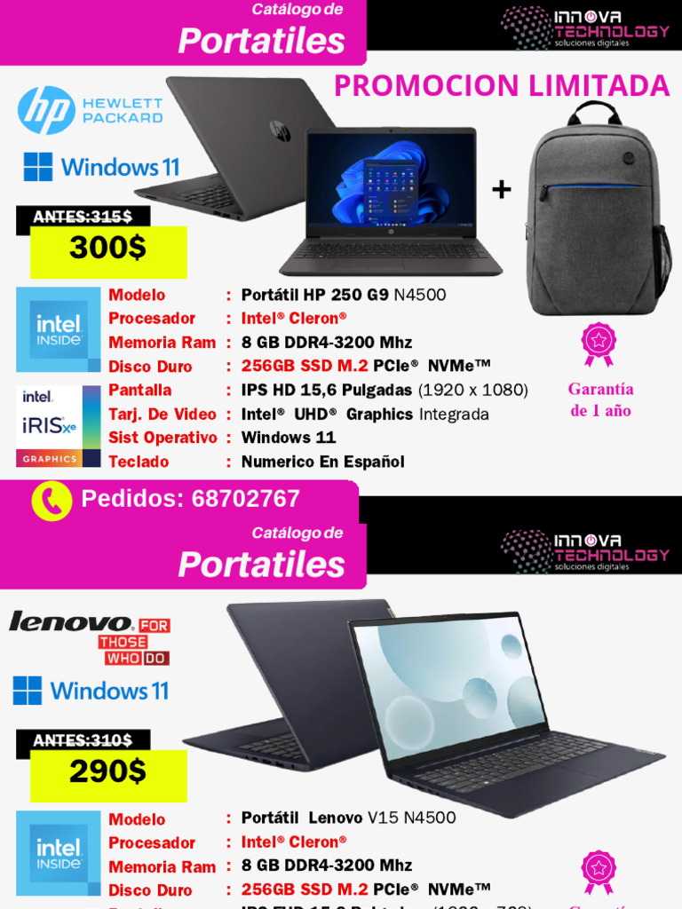 Portátiles HP y Lenovo con Windows 11 | PDF | Unidad de estado sólido ...