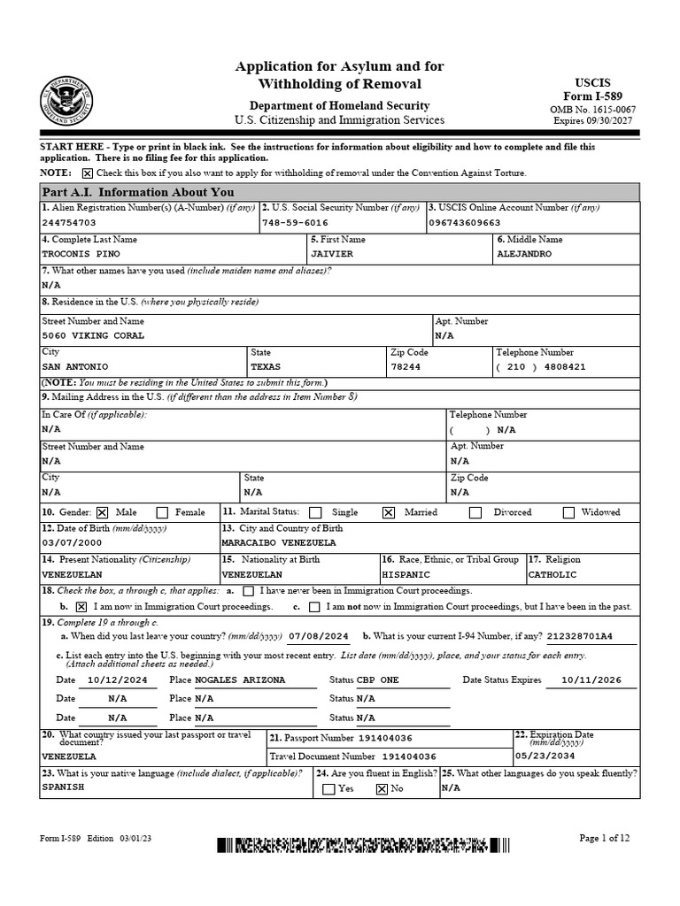 1-2 | PDF | United States Citizenship And Immigration Services | Affidavit