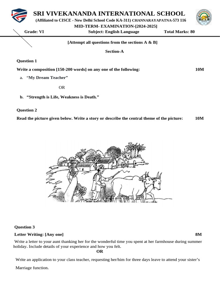 Grade 6 Mid Term Exam Eng1 Pka 2025 New | PDF | Grammatical Gender ...