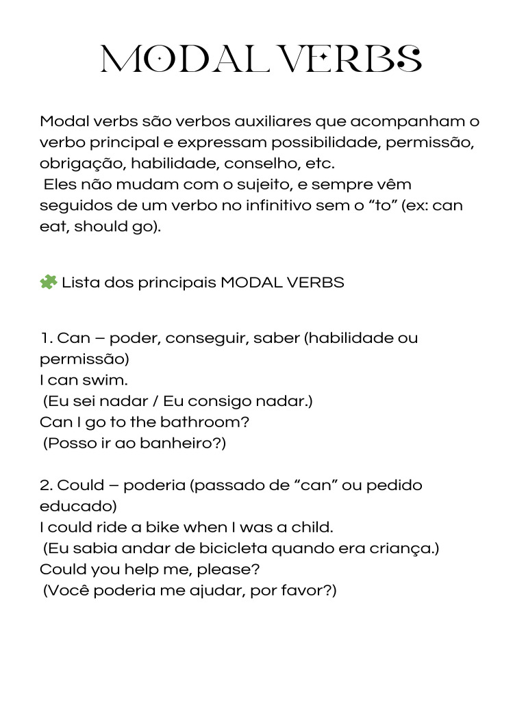 Guia Completo sobre Modal Verbs | PDF