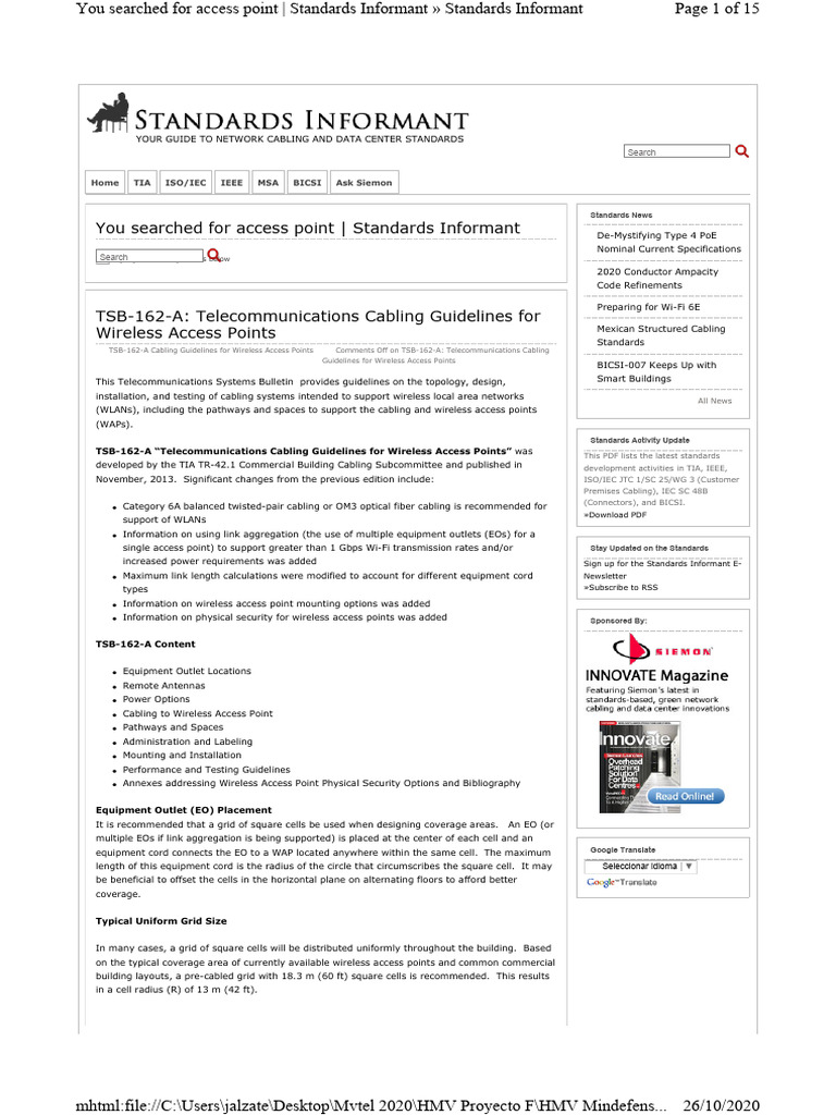 Network Cabling Standards Guide | PDF | Wi Fi | Ieee 802.11