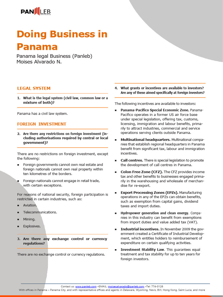 Doing Business in Panama: Key Insights | PDF | Taxes | Employment