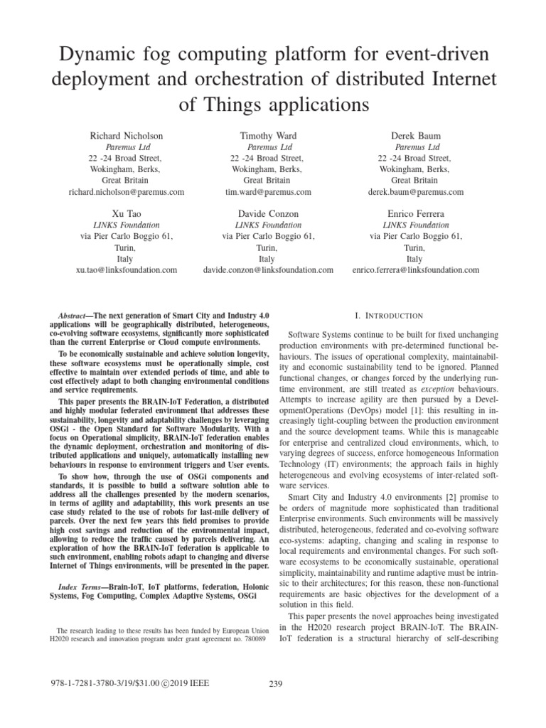 Dynamic Fog Computing for IoT Applications | PDF | Internet Of Things ...