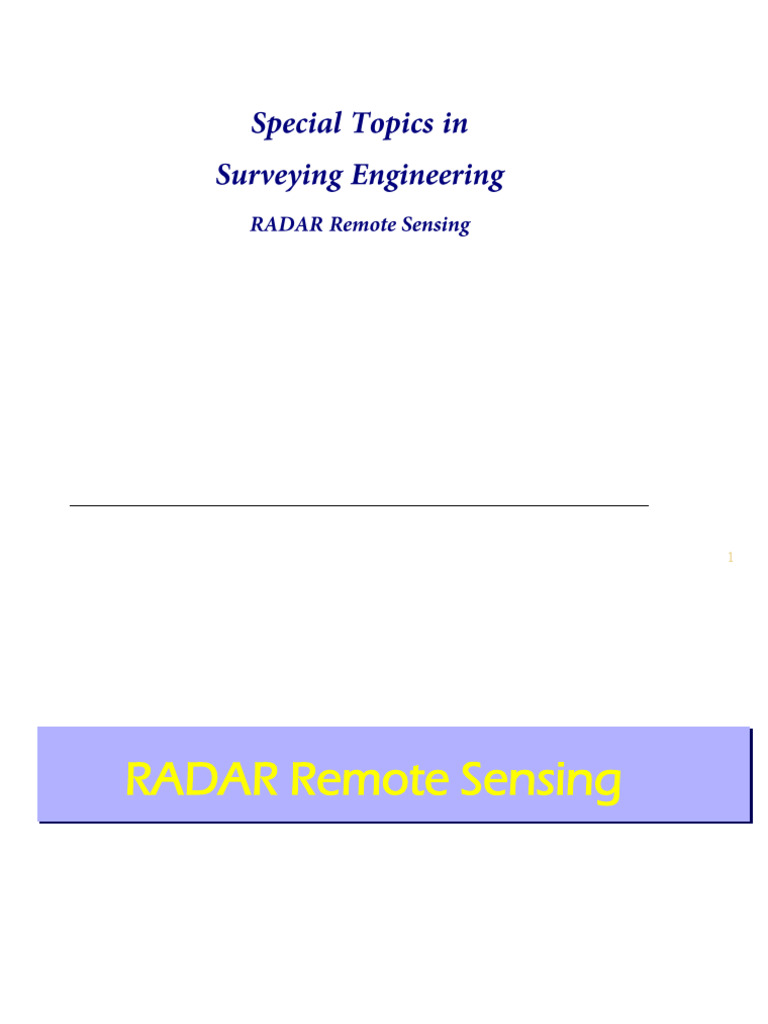 RADAR Remote Sensing in Surveying Engineering | PDF | Radar ...