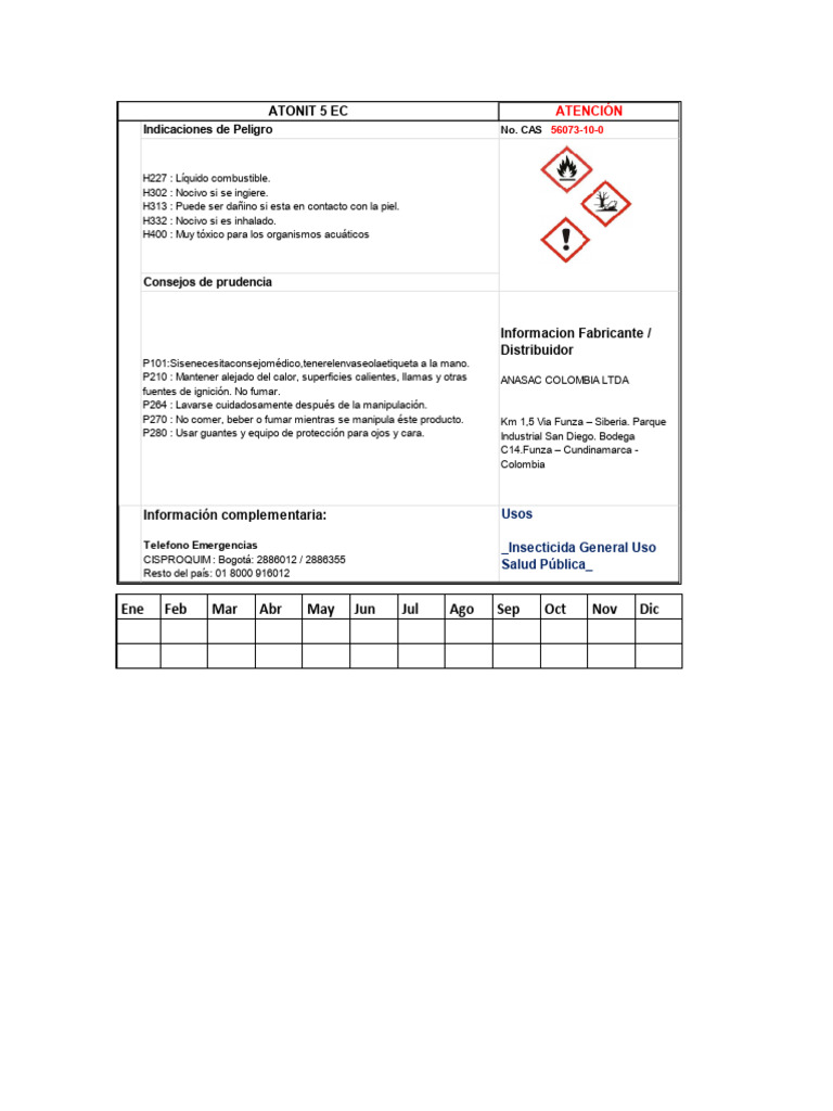Etiqueta - Atonit 5 Ec | PDF