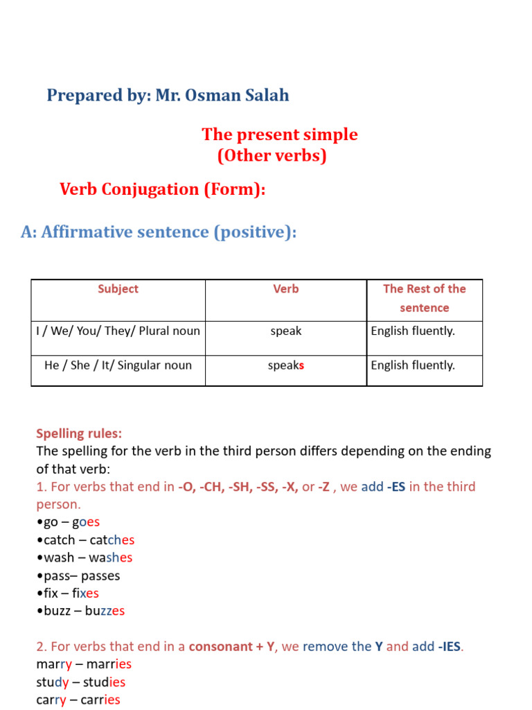 Present Simple Verb Conjugation Guide | PDF | English Language | Question