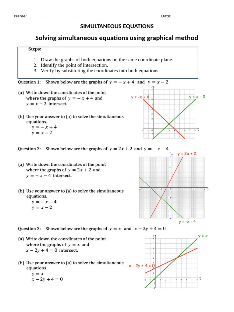 Simultaneous Equations Pdf