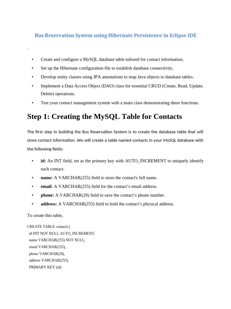 Hibernate Bus Reservation System Guide | PDF | Databases | Software ...