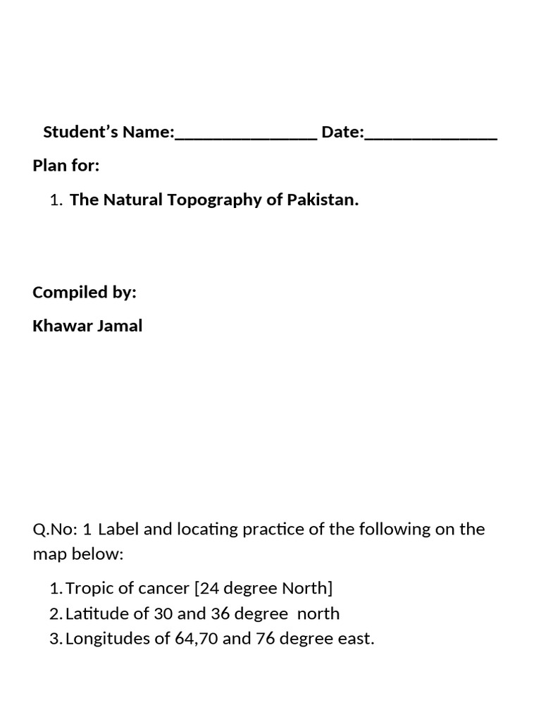 Natural Topograhy Master Sheet | PDF | Earth Sciences | Physical Geography