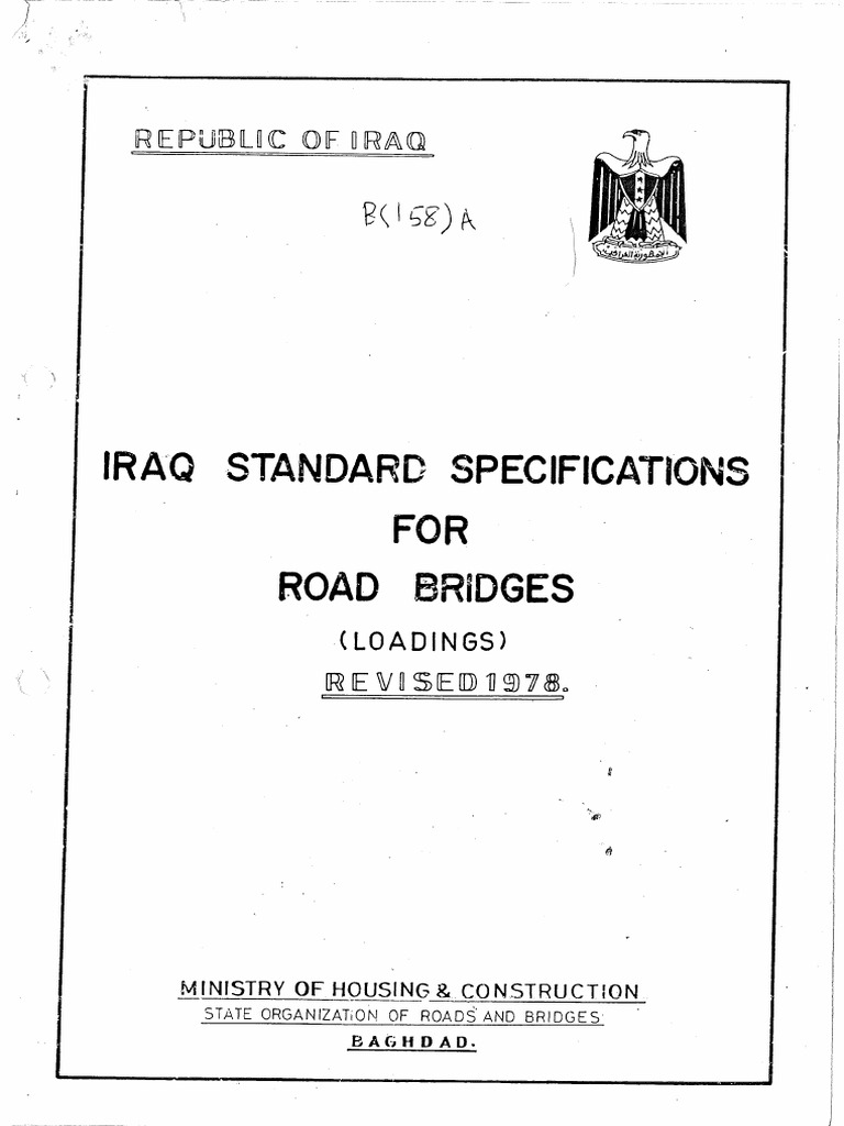 Iraq Standard Specifications For Road Bridges Loadings 1978 22 | PDF