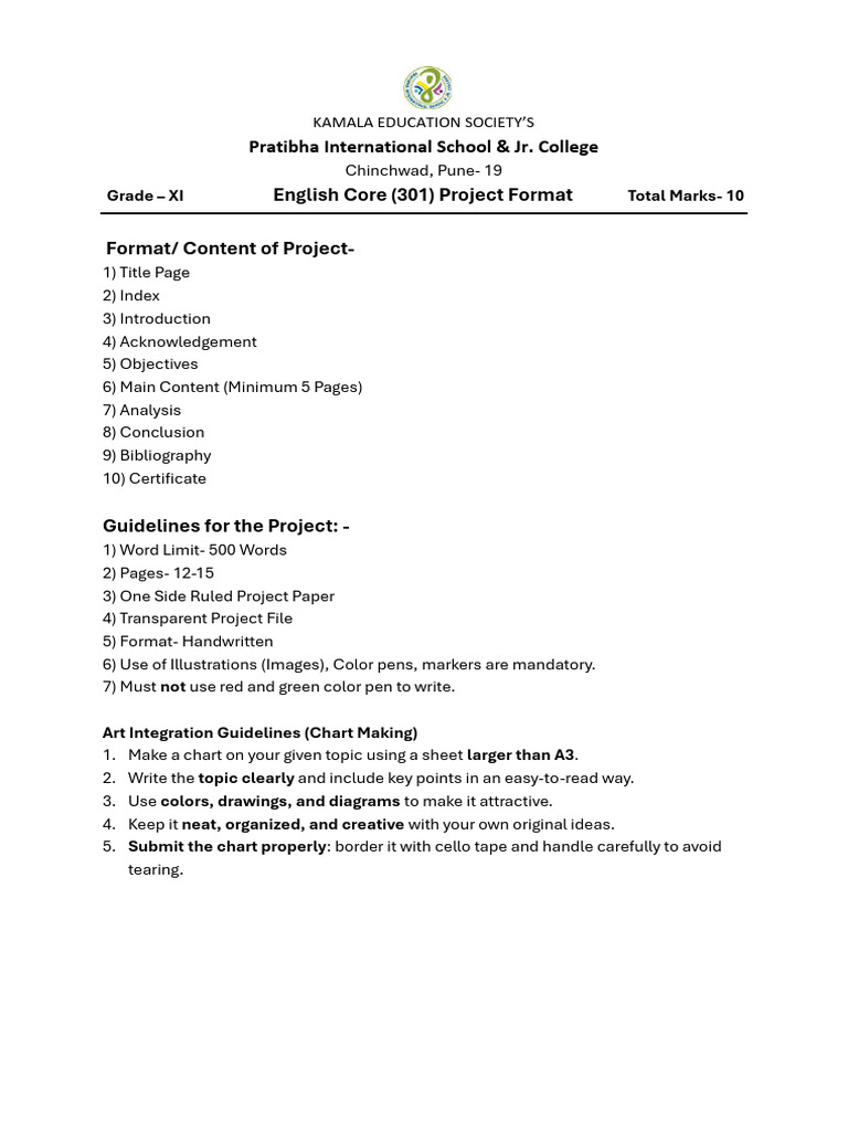 Grade XI English Project Guidelines | PDF | English Language | Word