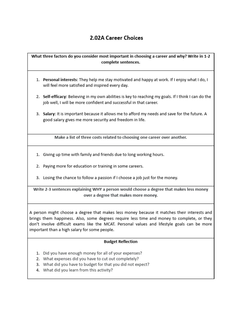 Key Factors in Career Choices | PDF