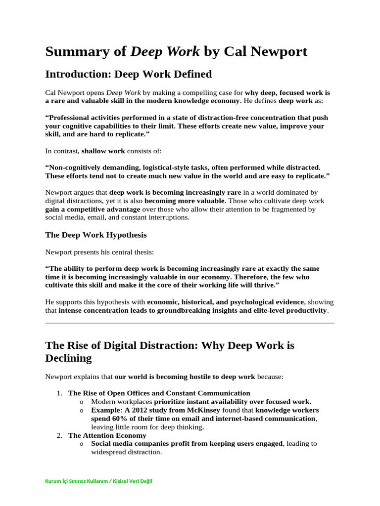 The Value of Deep Work Explained | PDF | Flow (Psychology ...