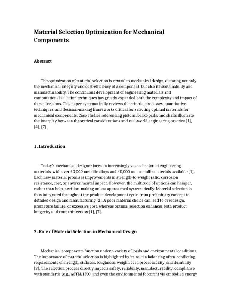 Optimizing Material Selection in Mechanical Design | PDF | Strength Of ...