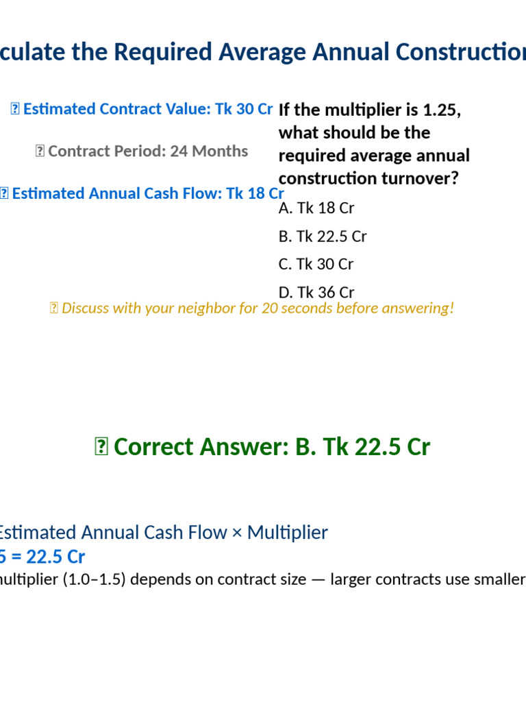 Average Annual Construction Turnover Calculation | PDF