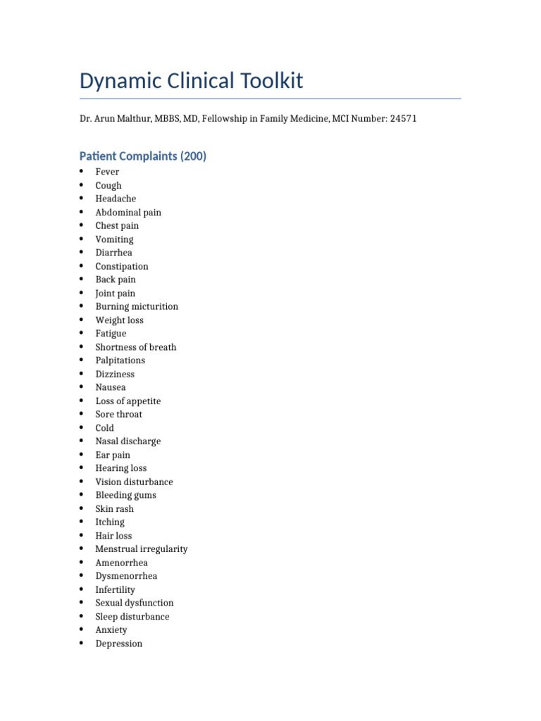 Comprehensive Clinical Toolkit for Patients | PDF | Bloating | Thorax