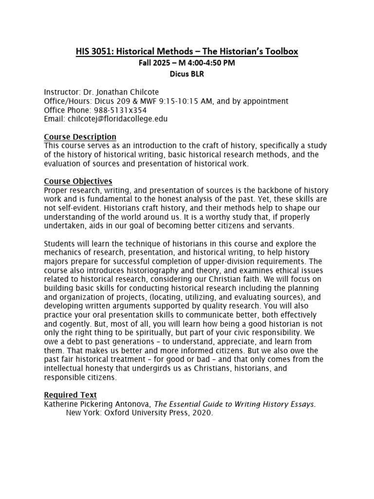 Historical Methods Course Overview | PDF | Historian | Liberal Arts ...