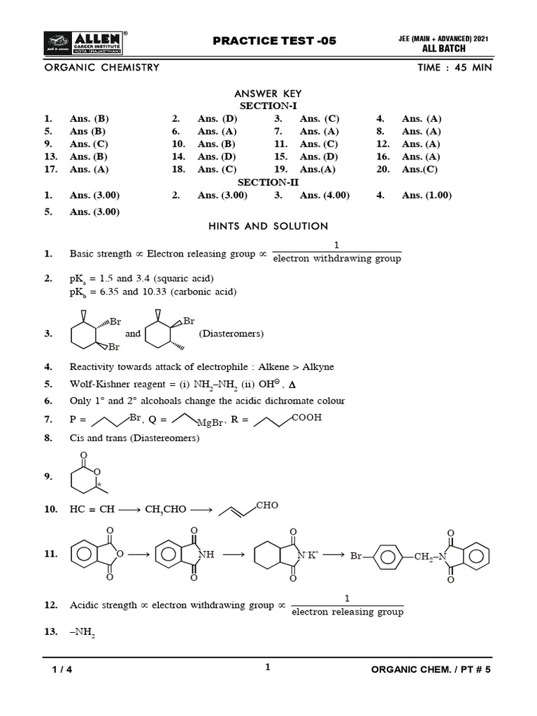 Oc-Pt-5 Answer Key & Hints | PDF | Amine | Chemical Substances