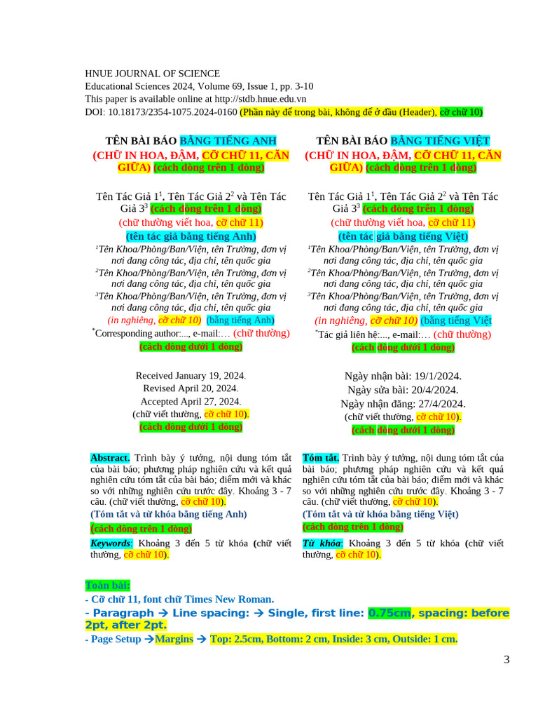 Template - HNUE J.S. - Educational Sciences (VN) | PDF