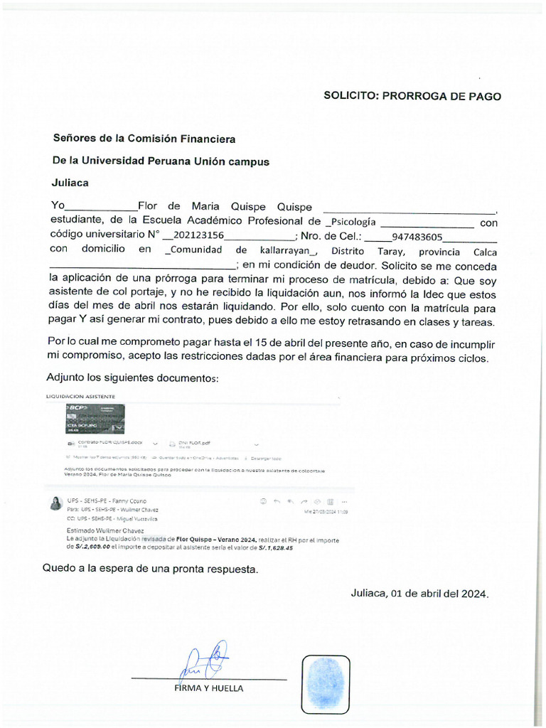 Solicitud de Prorroga | PDF