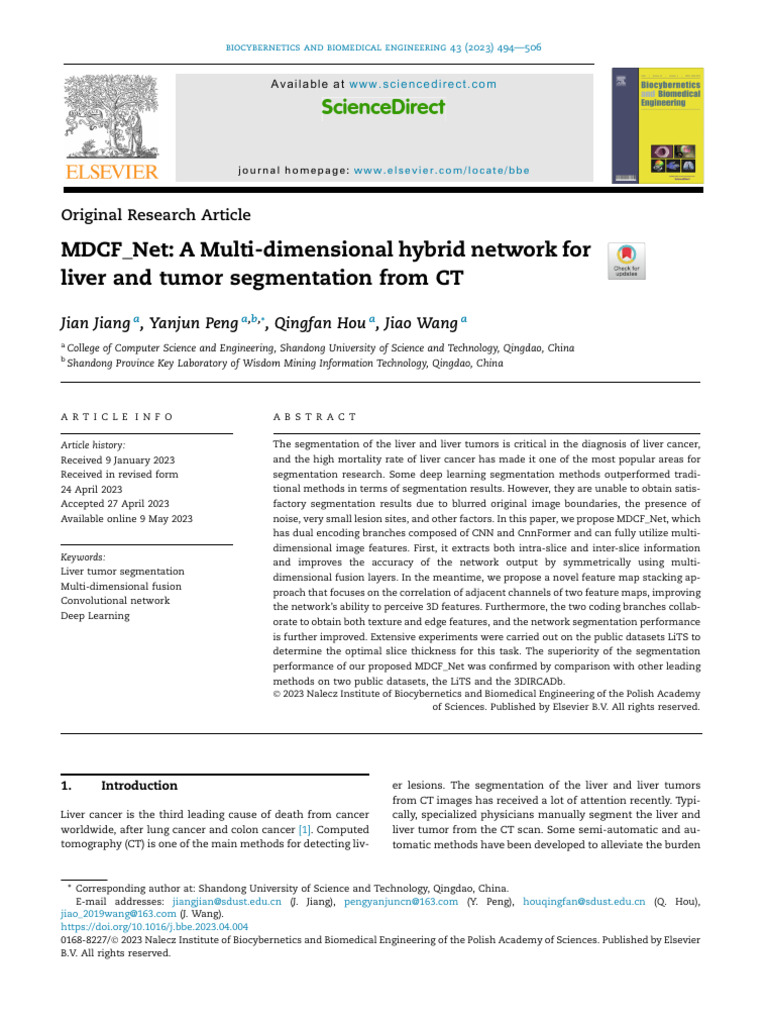 MDCF_Net: Advanced Liver Tumor Segmentation | PDF | Image Segmentation ...