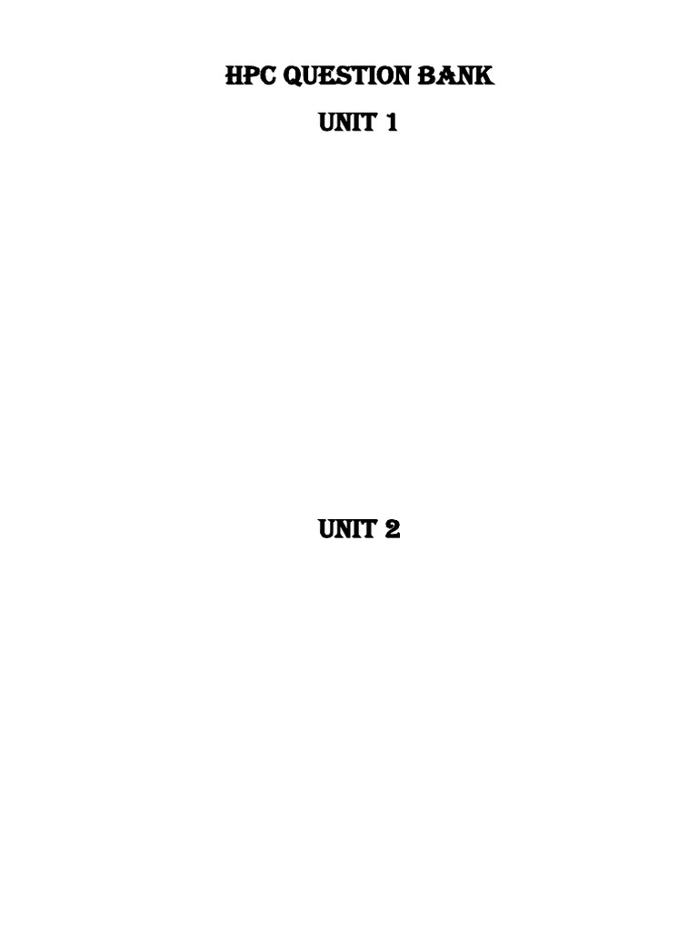 HPC Question Bank: Parallel Computing Concepts | PDF