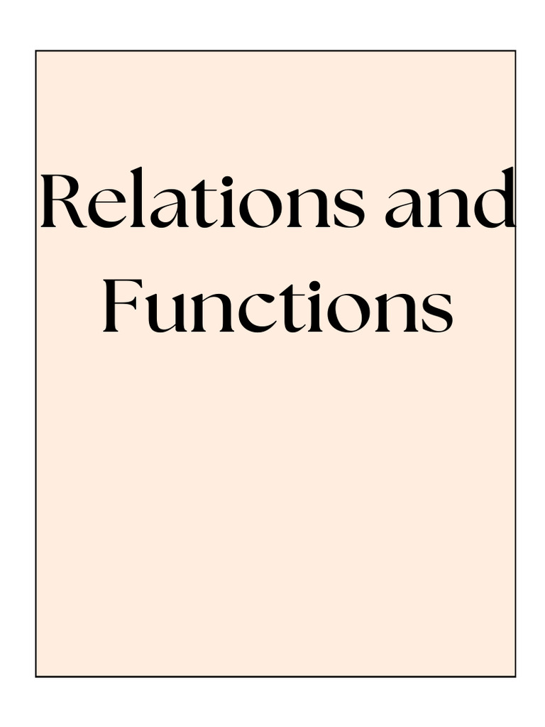 Relations and Functions | PDF