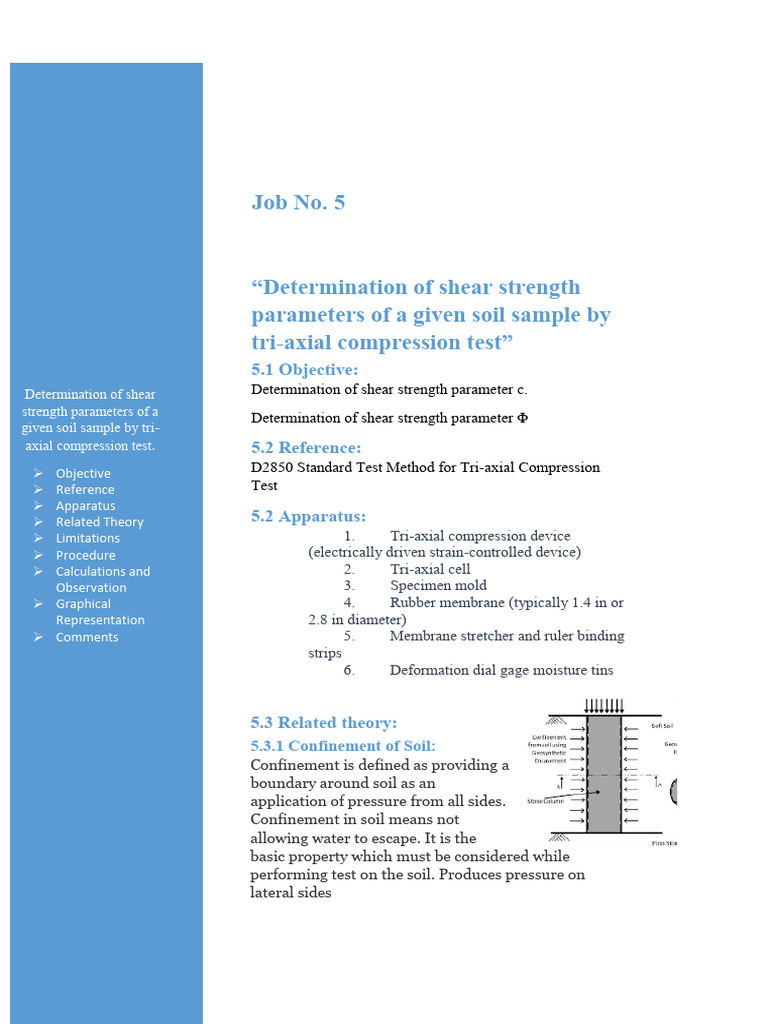 Job-5 Triaxial Compression Test | PDF | Strength Of Materials | Stress ...