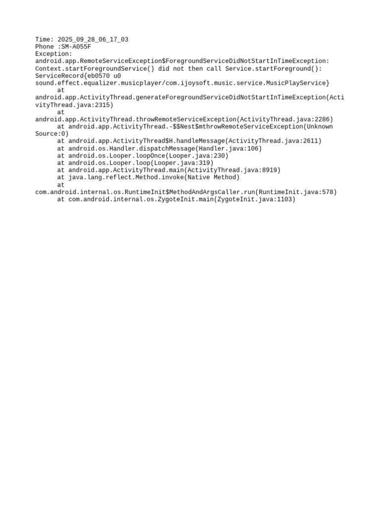 Foreground Service Start Exception in Android | PDF