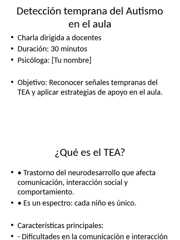 Detección del Autismo en el Aula | PDF