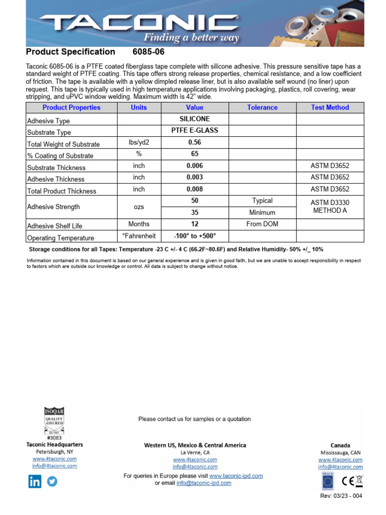 Taconic 6085-06 | PDF | Adhesive | Applied And Interdisciplinary Physics